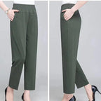 Spring Summer Pants Thin Elastic Waist Loose Cotton nowadaysfashion