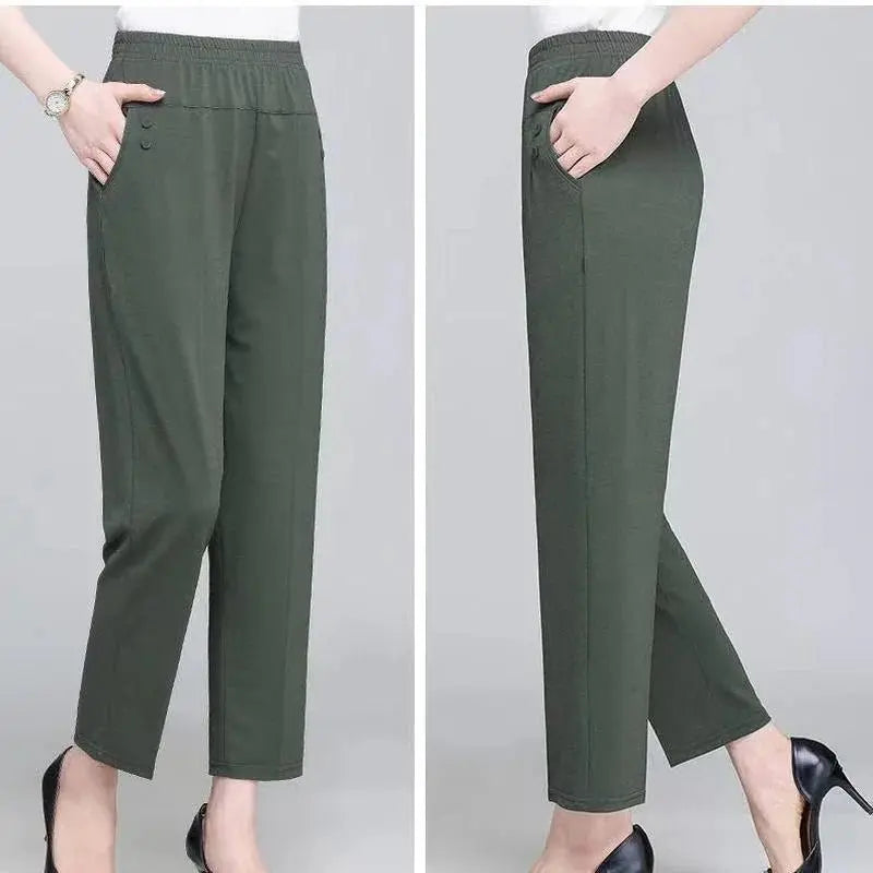 Spring Summer Pants Thin Elastic Waist Loose Cotton - Blade & Thread
