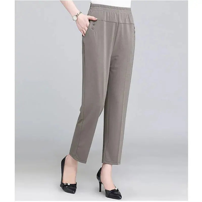 Spring Summer Pants Thin Elastic Waist Loose Cotton - Blade & Thread