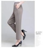 Spring Summer Pants Thin Elastic Waist Loose Cotton nowadaysfashion