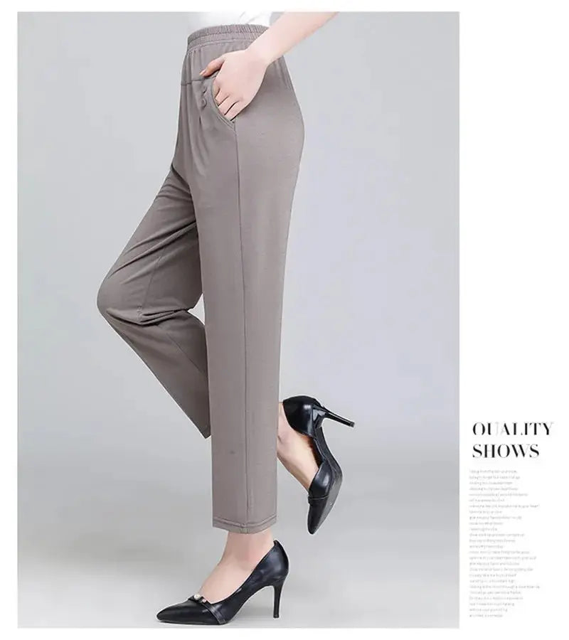 Spring Summer Pants Thin Elastic Waist Loose Cotton - Blade & Thread