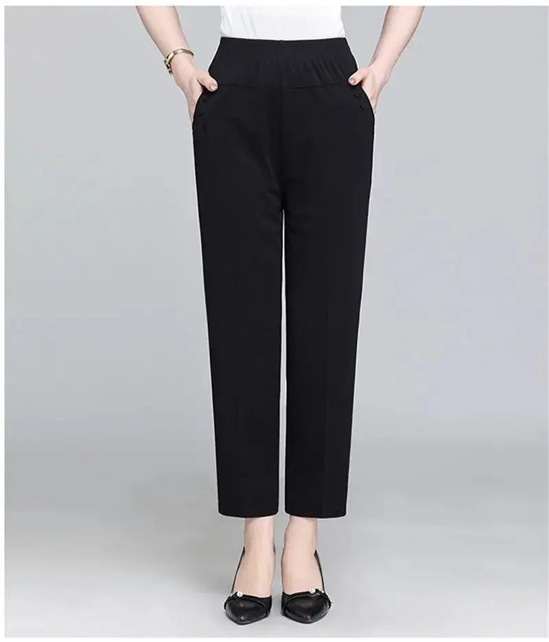 Spring Summer Pants Thin Elastic Waist Loose Cotton nowadaysfashion