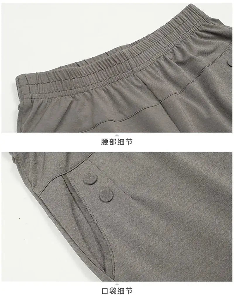 Spring Summer Pants Thin Elastic Waist Loose Cotton - Blade & Thread