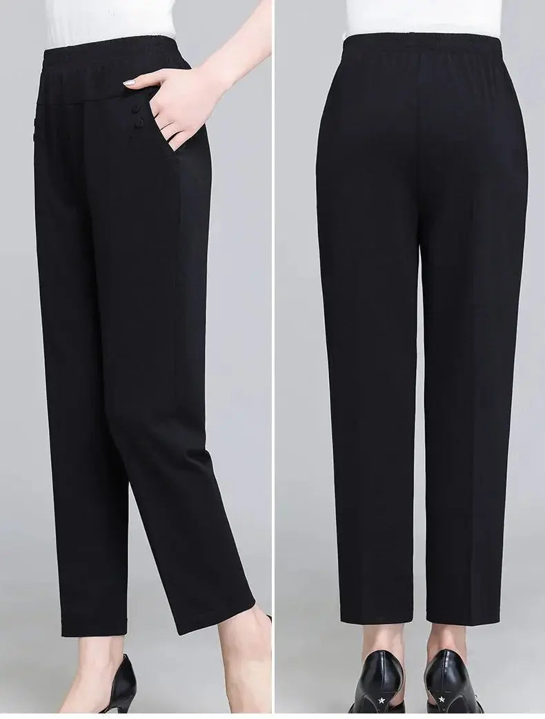 Spring Summer Pants Thin Elastic Waist Loose Cotton - Blade & Thread