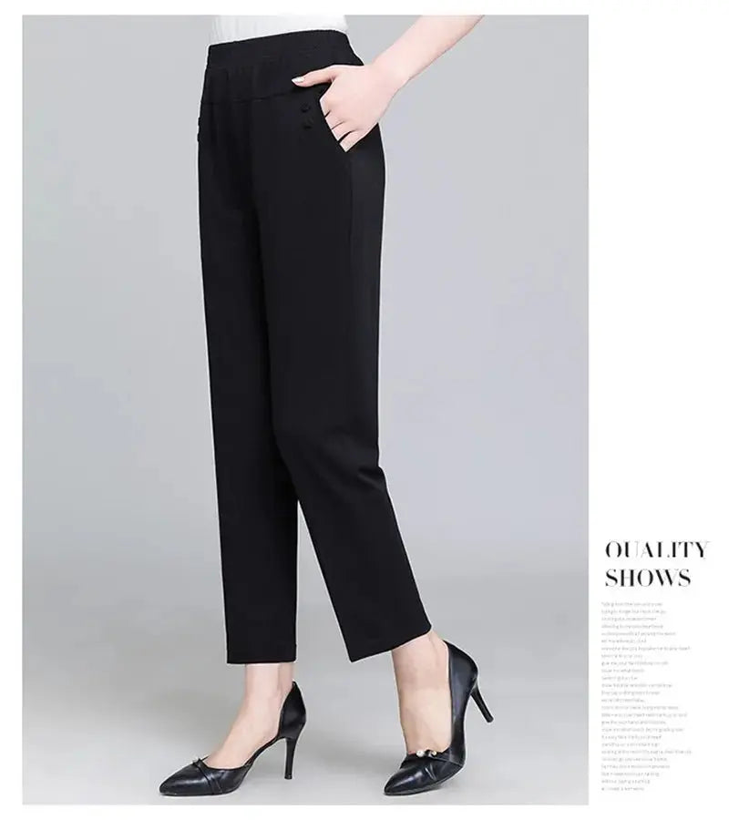 Spring Summer Pants Thin Elastic Waist Loose Cotton - Blade & Thread