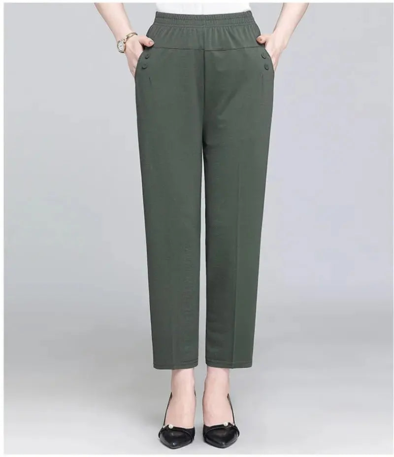 Spring Summer Pants Thin Elastic Waist Loose Cotton - Blade & Thread
