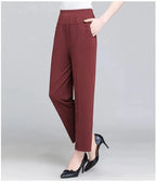 Spring Summer Pants Thin Elastic Waist Loose Cotton nowadaysfashion