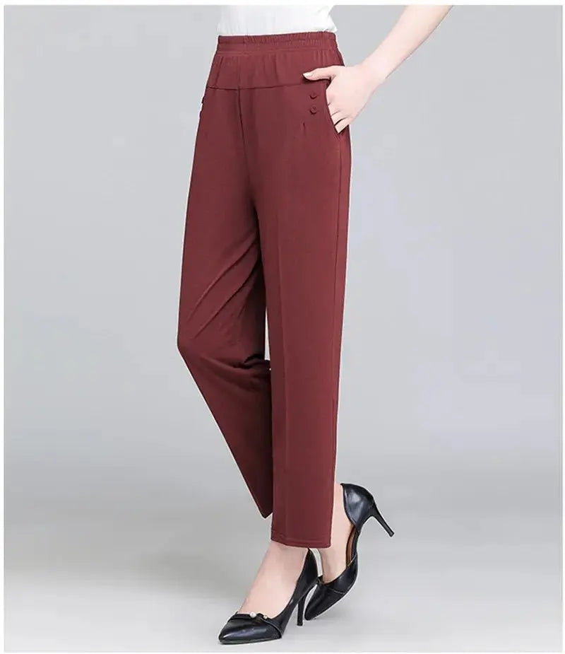 Spring Summer Pants Thin Elastic Waist Loose Cotton - Blade & Thread