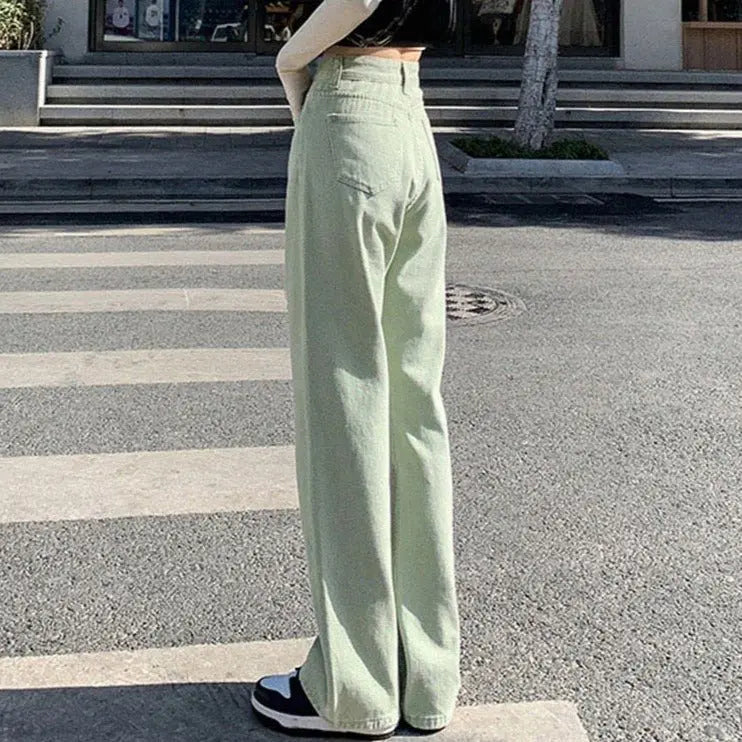 Spring Women Long Jeans Trousers Wide Leg Ladies Floor-Length Pants - Blade & Thread