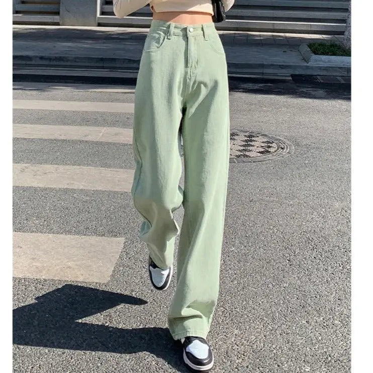 Spring Women Long Jeans Trousers Wide Leg Ladies Floor-Length Pants nowadaysfashion