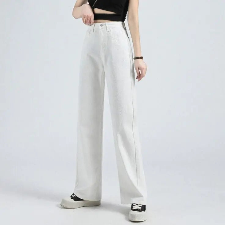 Spring Women Long Jeans Trousers Wide Leg Ladies Floor-Length Pants - Blade & Thread