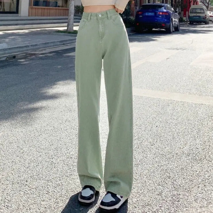 Spring Women Long Jeans Trousers Wide Leg Ladies Floor-Length Pants - Blade & Thread