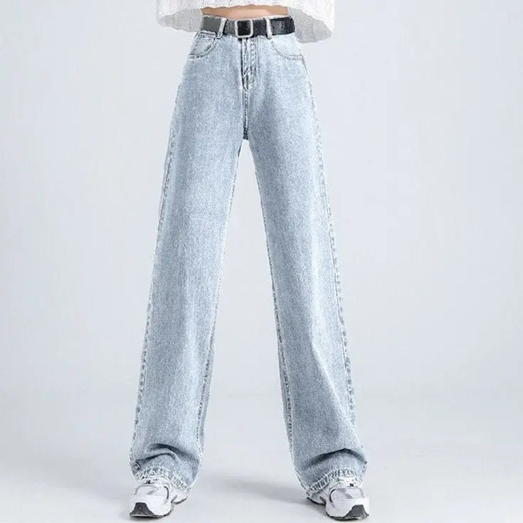 Spring Women Long Jeans Trousers Wide Leg Ladies Floor-Length Pants - Blade & Thread