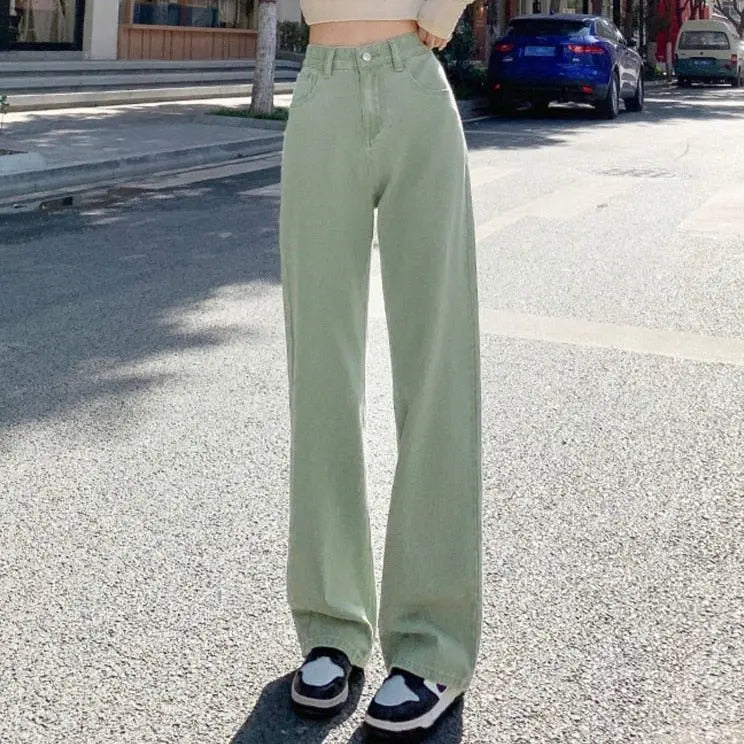 Spring Women Long Jeans Trousers Wide Leg Ladies Floor-Length Pants - Blade & Thread