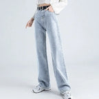 Spring Women Long Jeans Trousers Wide Leg Ladies Floor-Length Pants nowadaysfashion