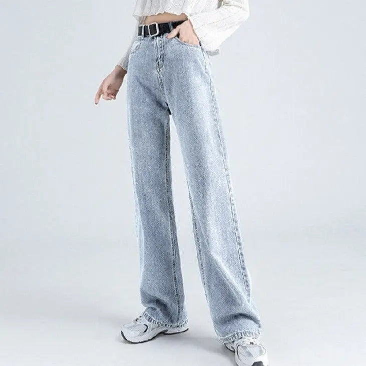 Spring Women Long Jeans Trousers Wide Leg Ladies Floor-Length Pants - Blade & Thread
