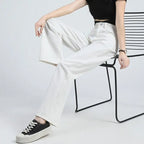 Spring Women Long Jeans Trousers Wide Leg Ladies Floor-Length Pants nowadaysfashion