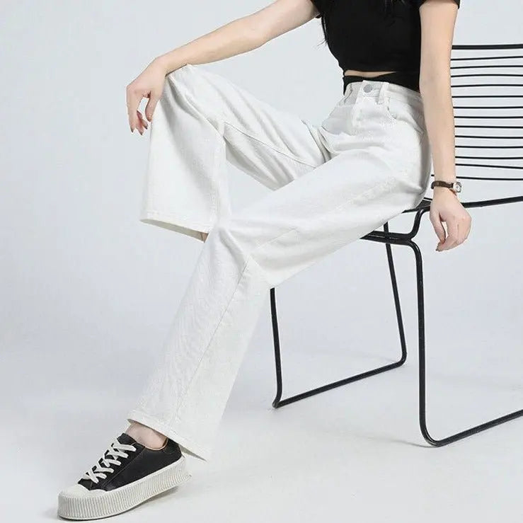 Spring Women Long Jeans Trousers Wide Leg Ladies Floor-Length Pants - Blade & Thread