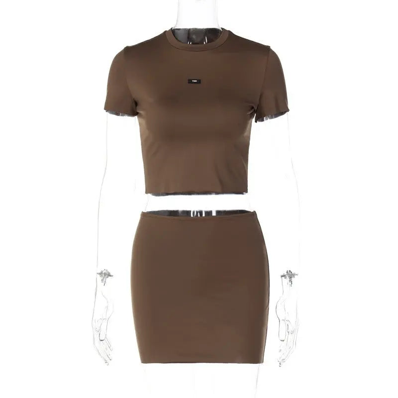 Spring/Summer New Fashion Slim Cropped Top Slim Short Skirt Set - Blade & Thread