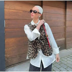 Spring/Summer V-neck Bow Decoration Fashion Leopard Pattern Vest nowadaysfashion