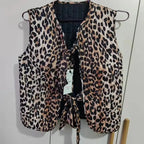Spring/Summer V-neck Bow Decoration Fashion Leopard Pattern Vest nowadaysfashion