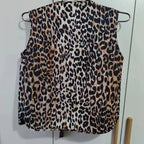 Spring/Summer V-neck Bow Decoration Fashion Leopard Pattern Vest nowadaysfashion