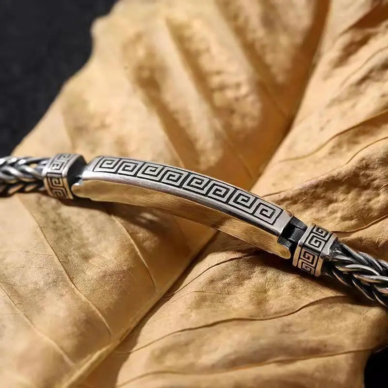 Square Spiral Pattern Silver Personalized bracelet nowadaysfashion