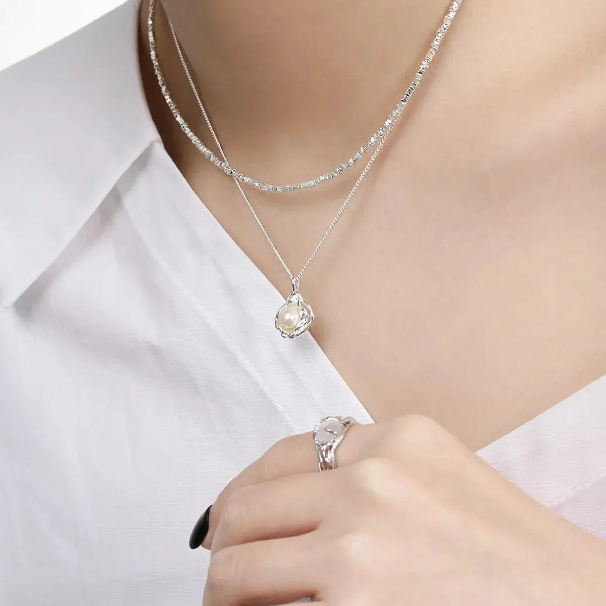 Stackable Shell Pearl Necklace - Blade & Thread