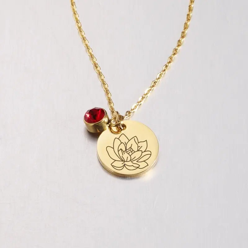 Stainless Steel Birth Flower Necklaces Birthstone Choker Necklace - Blade & Thread