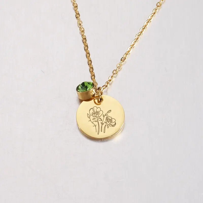 Stainless Steel Birth Flower Necklaces Birthstone Choker Necklace - Blade & Thread