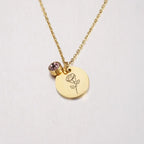 Stainless Steel Birth Flower Necklaces Birthstone Choker Necklace nowadaysfashion