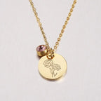 Stainless Steel Birth Flower Necklaces Birthstone Choker Necklace nowadaysfashion