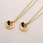 Stainless Steel Birth Flower Necklaces Birthstone Choker Necklace nowadaysfashion