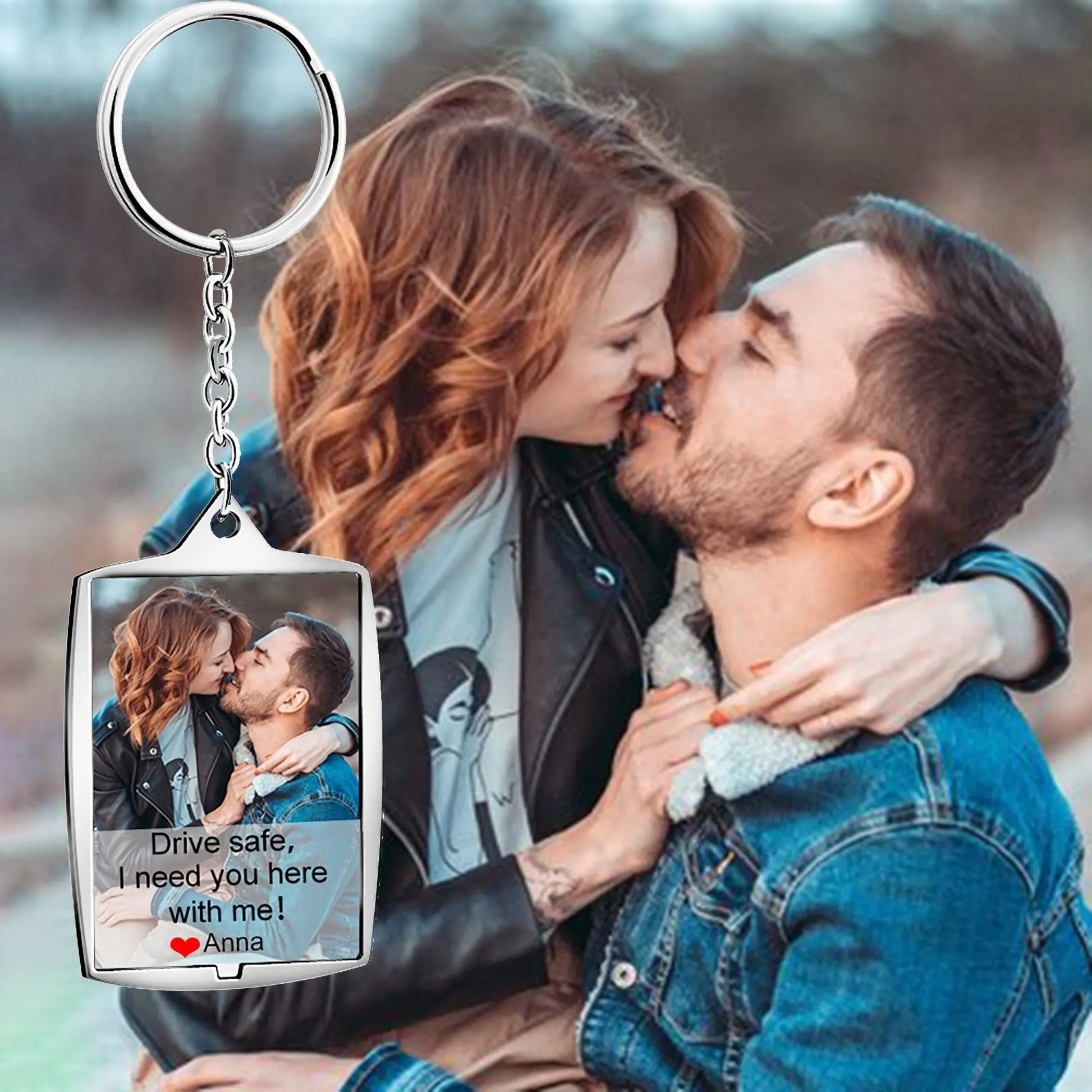 Stainless Steel Car Keyring Personalised Photo With Text Memory Gifts - Blade & Thread