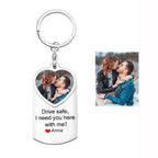 Stainless Steel Car Keyring Personalised Photo With Text Memory Gifts nowadaysfashion
