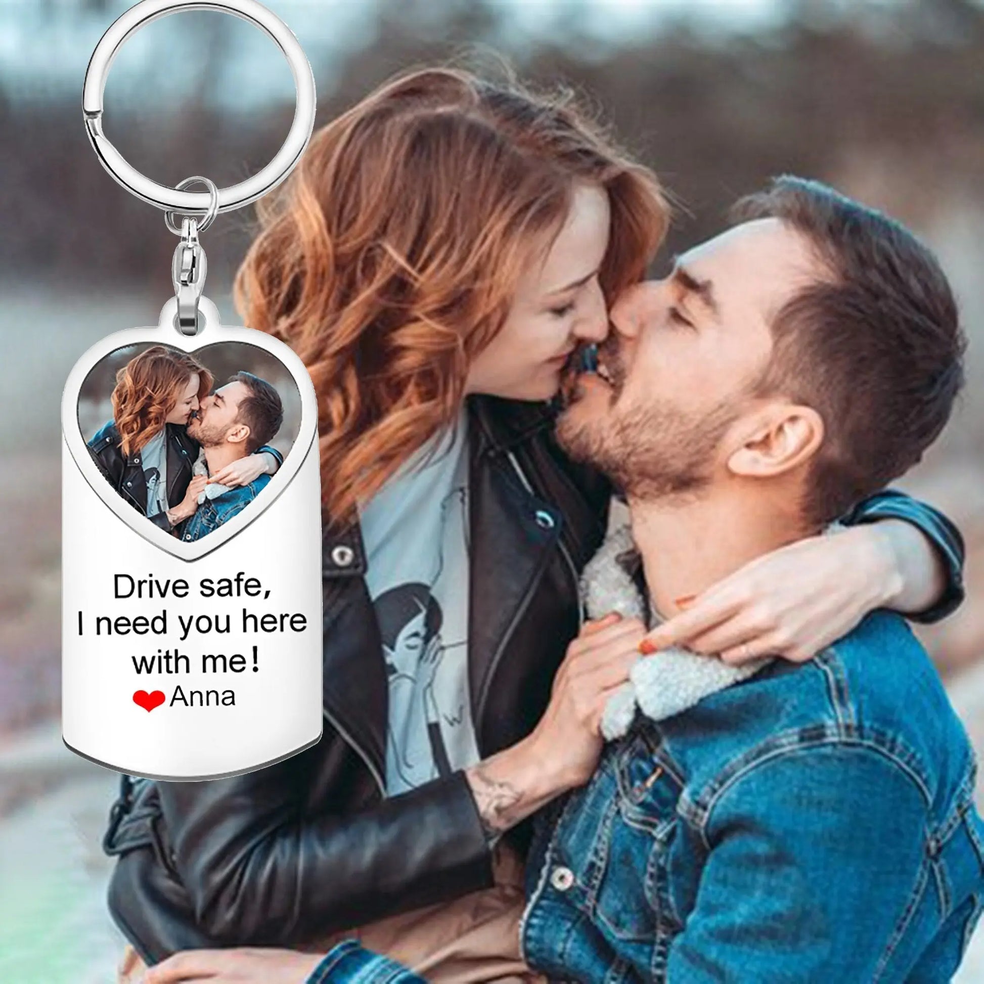 Stainless Steel Car Keyring Personalised Photo With Text Memory Gifts - Blade & Thread