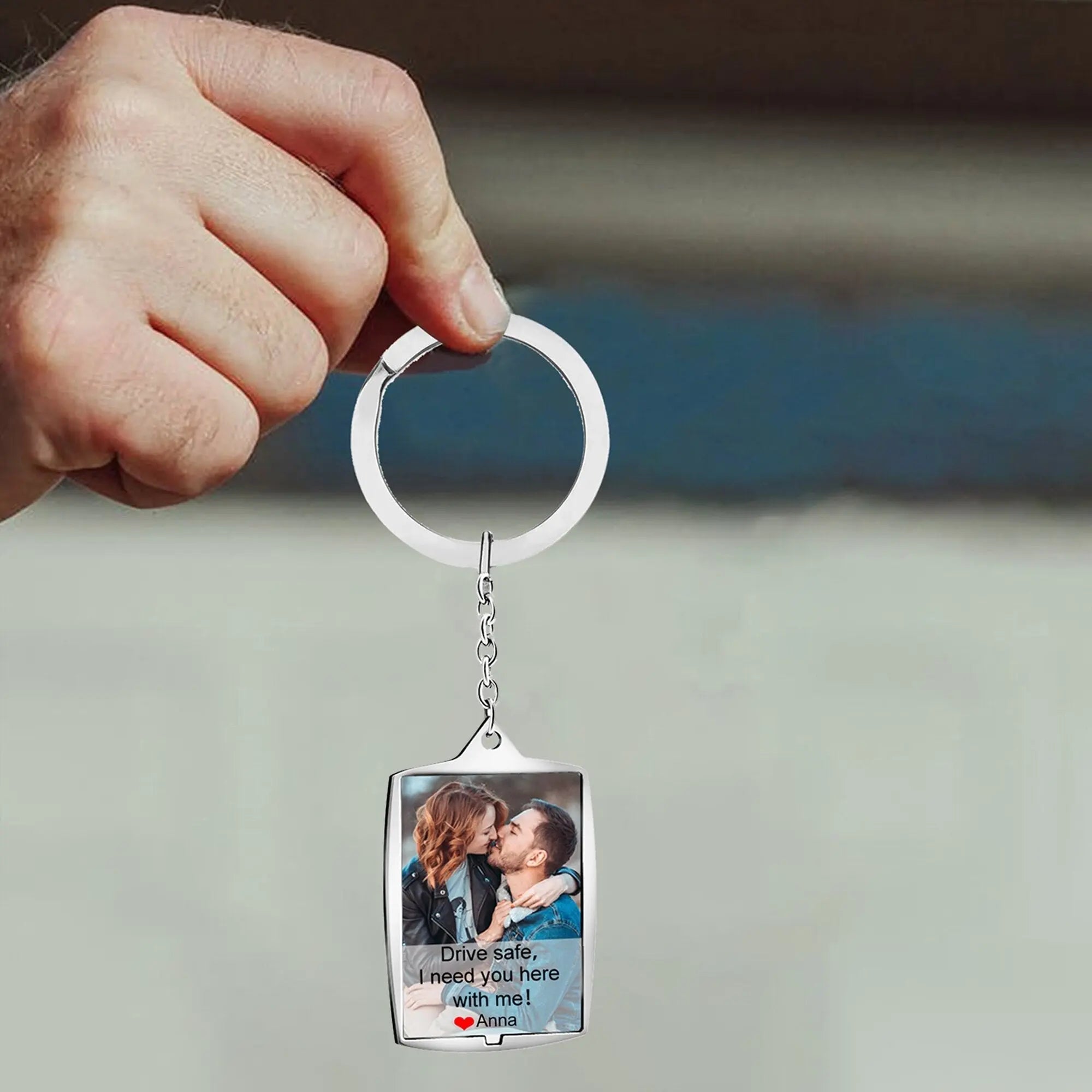 Stainless Steel Car Keyring Personalised Photo With Text Memory Gifts nowadaysfashion