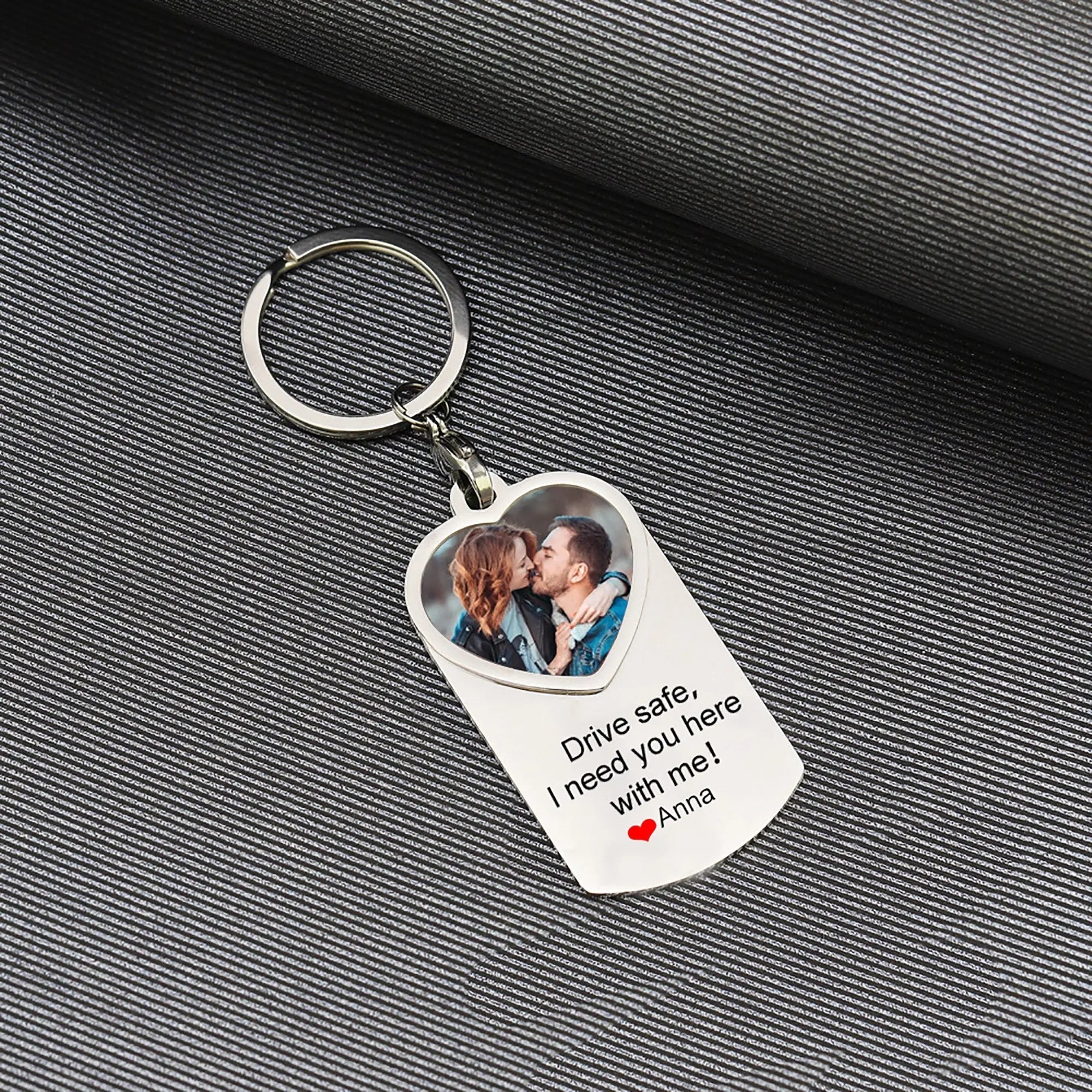 Stainless Steel Car Keyring Personalised Photo With Text Memory Gifts nowadaysfashion