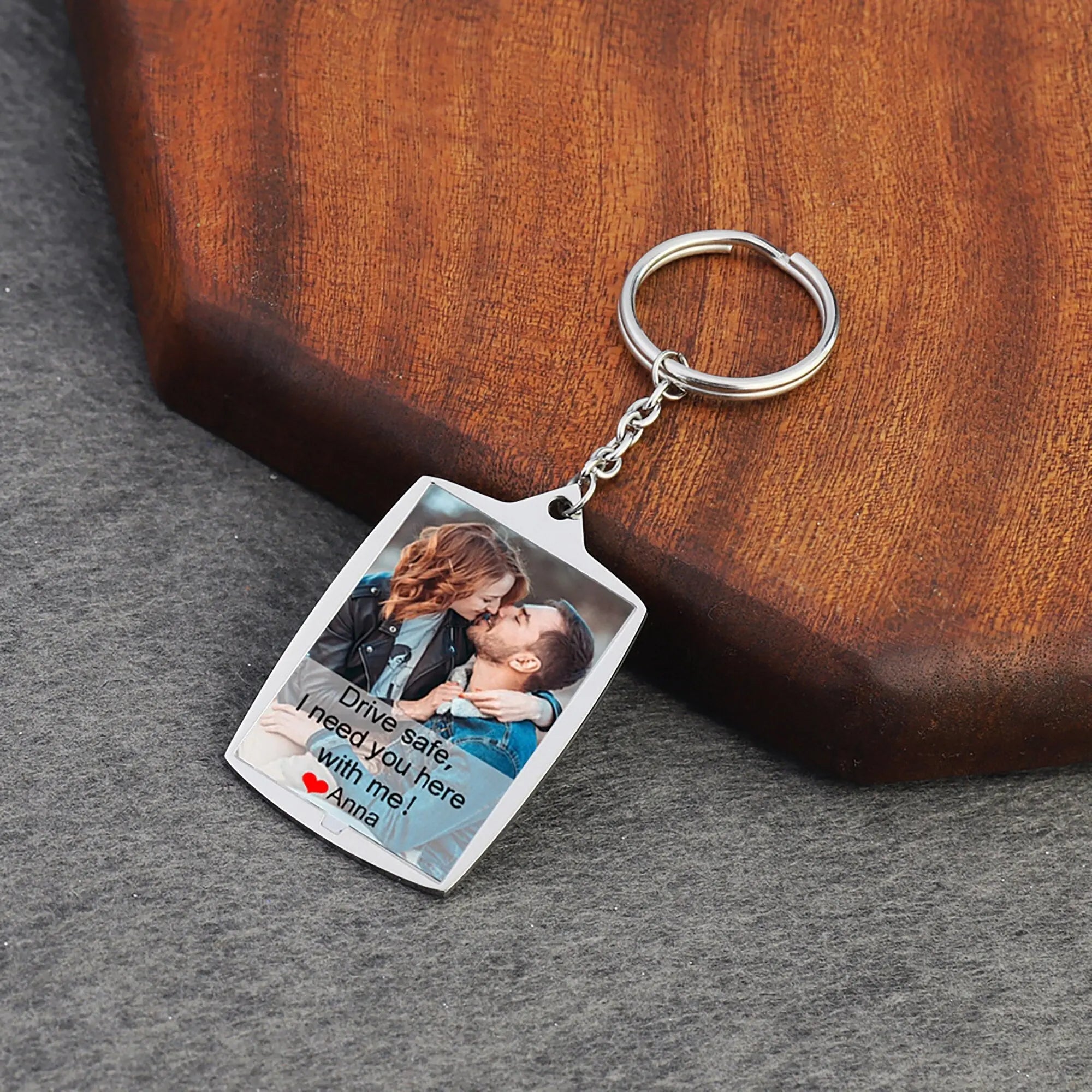 Stainless Steel Car Keyring Personalised Photo With Text Memory Gifts nowadaysfashion