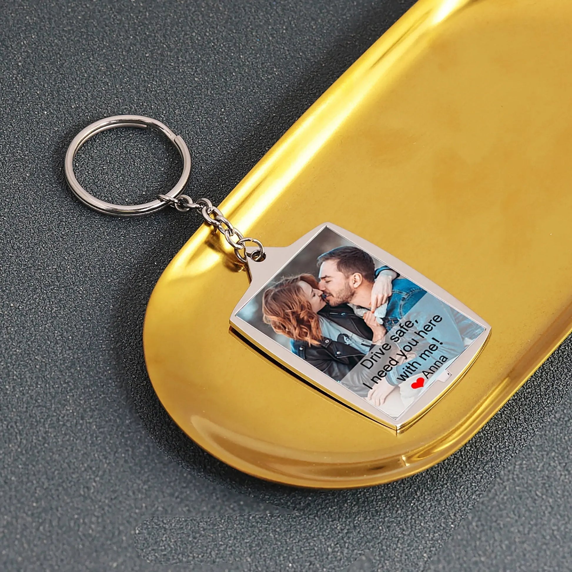 Stainless Steel Car Keyring Personalised Photo With Text Memory Gifts - Blade & Thread