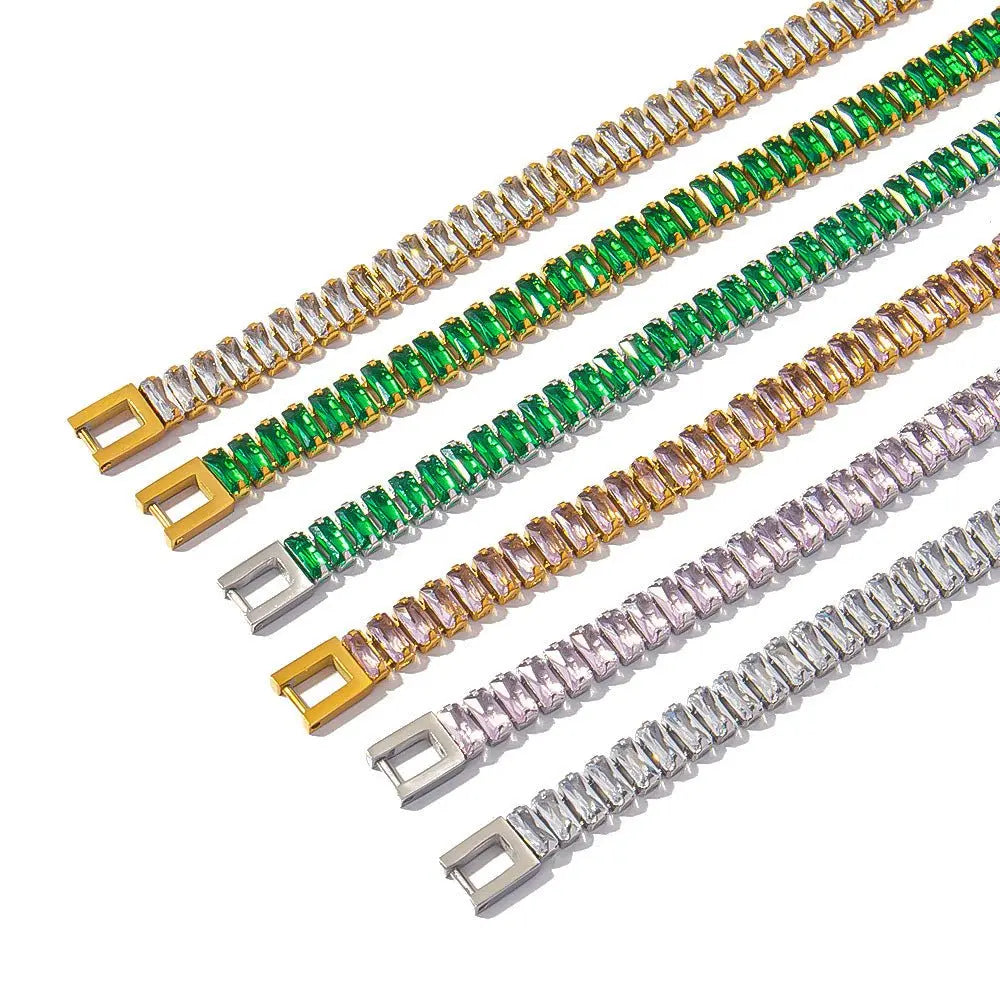 Stainless steel color zircon tennis chain - Blade & Thread