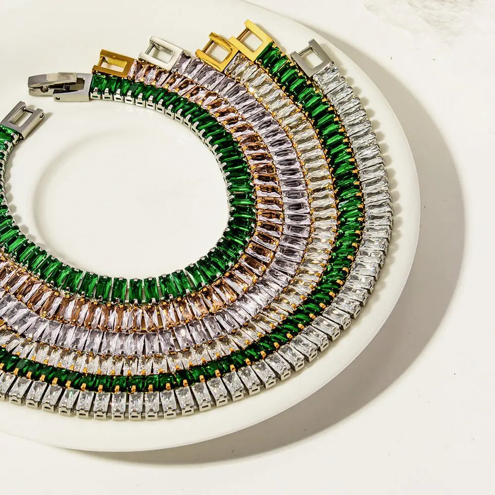 Stainless steel color zircon tennis chain - Blade & Thread