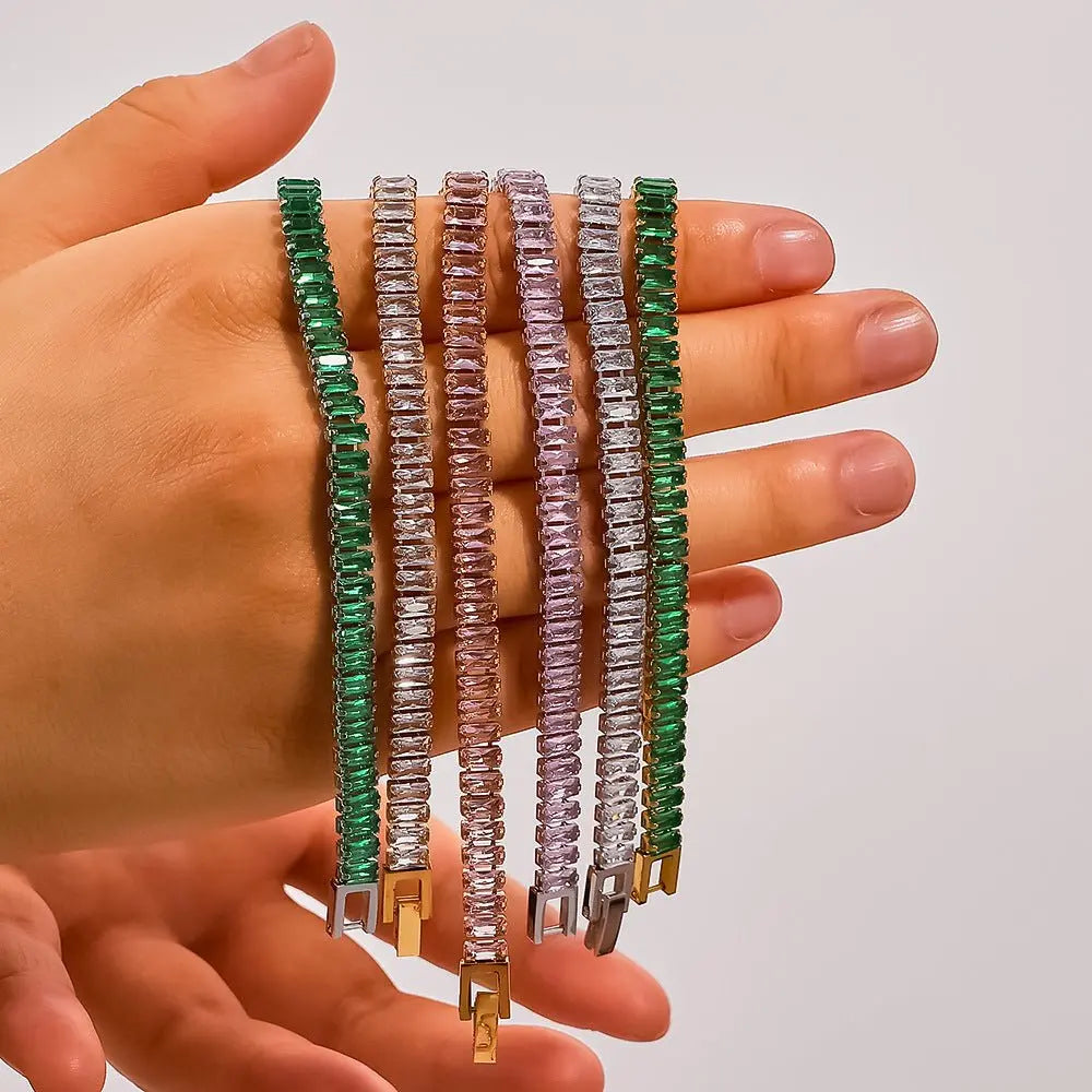 Stainless steel color zircon tennis chain - Blade & Thread