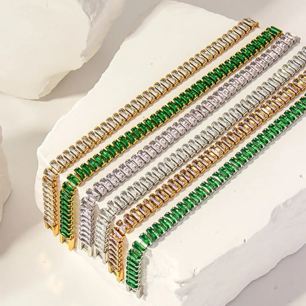 Stainless steel color zircon tennis chain - Blade & Thread