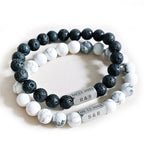 Stainless steel engraved beaded bracelet nowadaysfashion