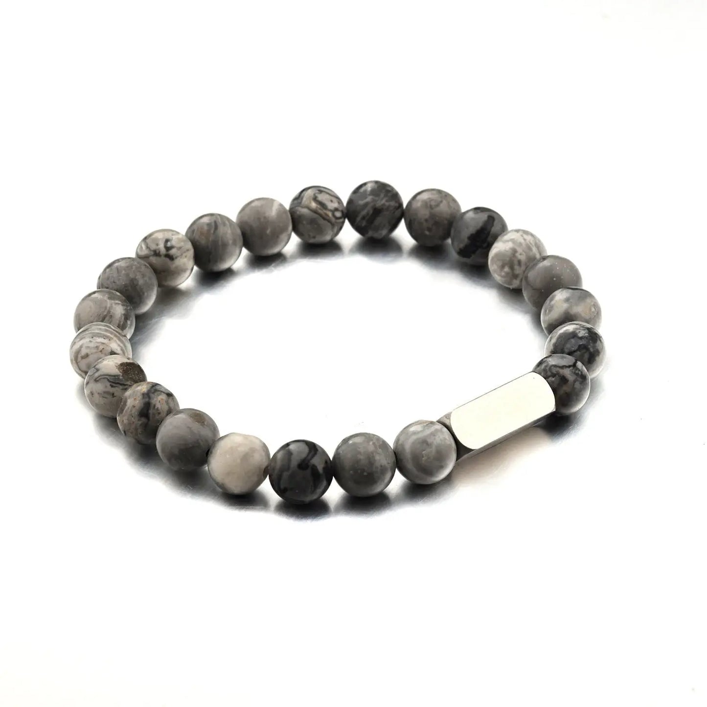 Stainless steel engraved beaded bracelet - Blade & Thread