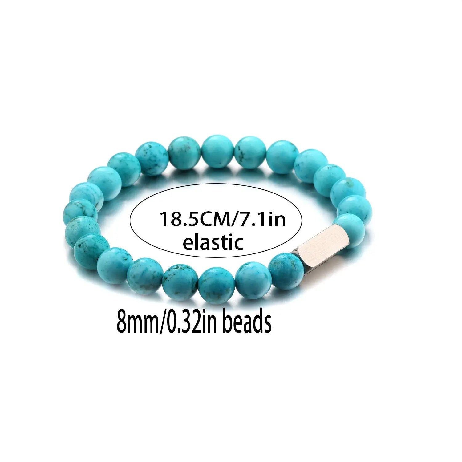 Stainless steel engraved beaded bracelet nowadaysfashion