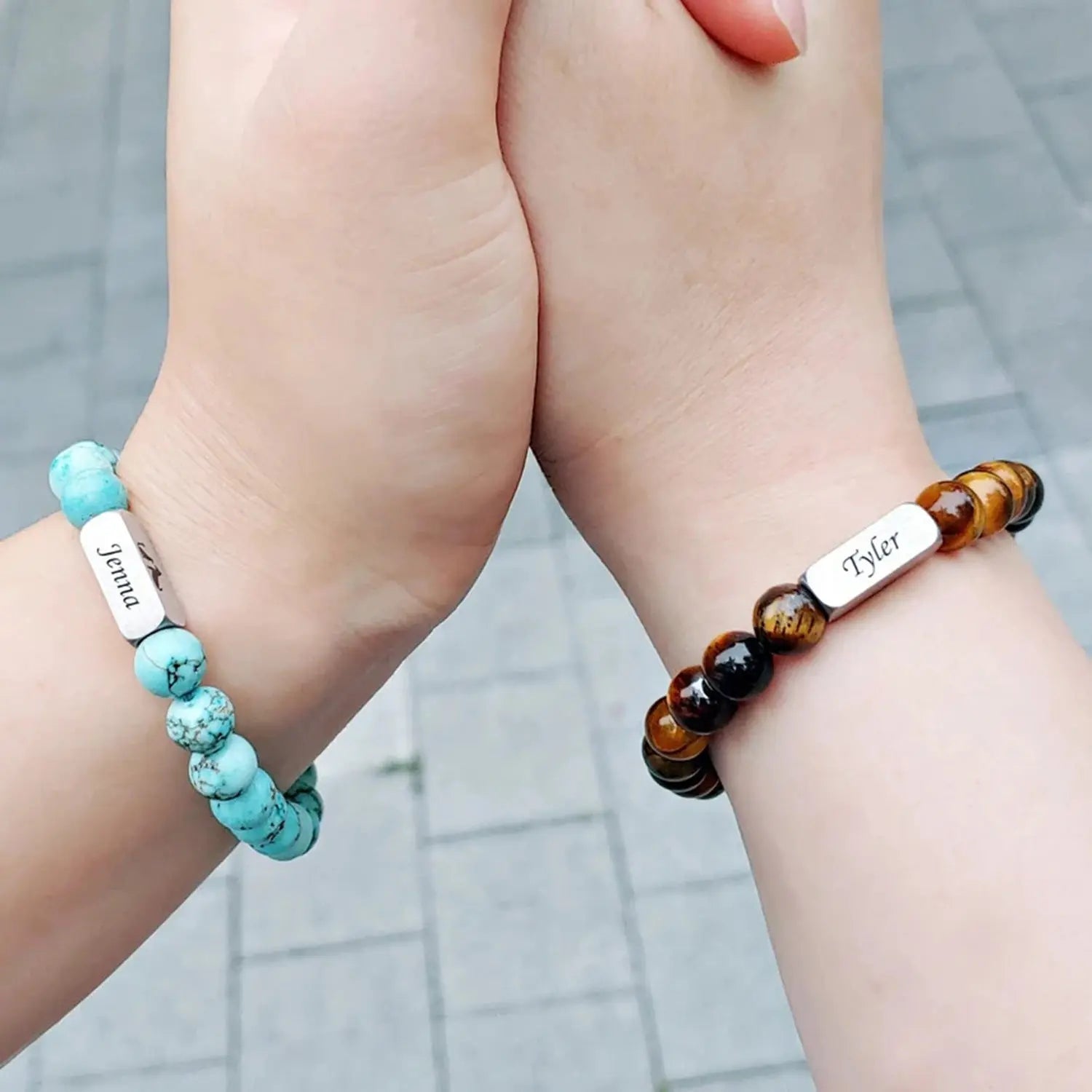Stainless steel engraved beaded bracelet - Blade & Thread