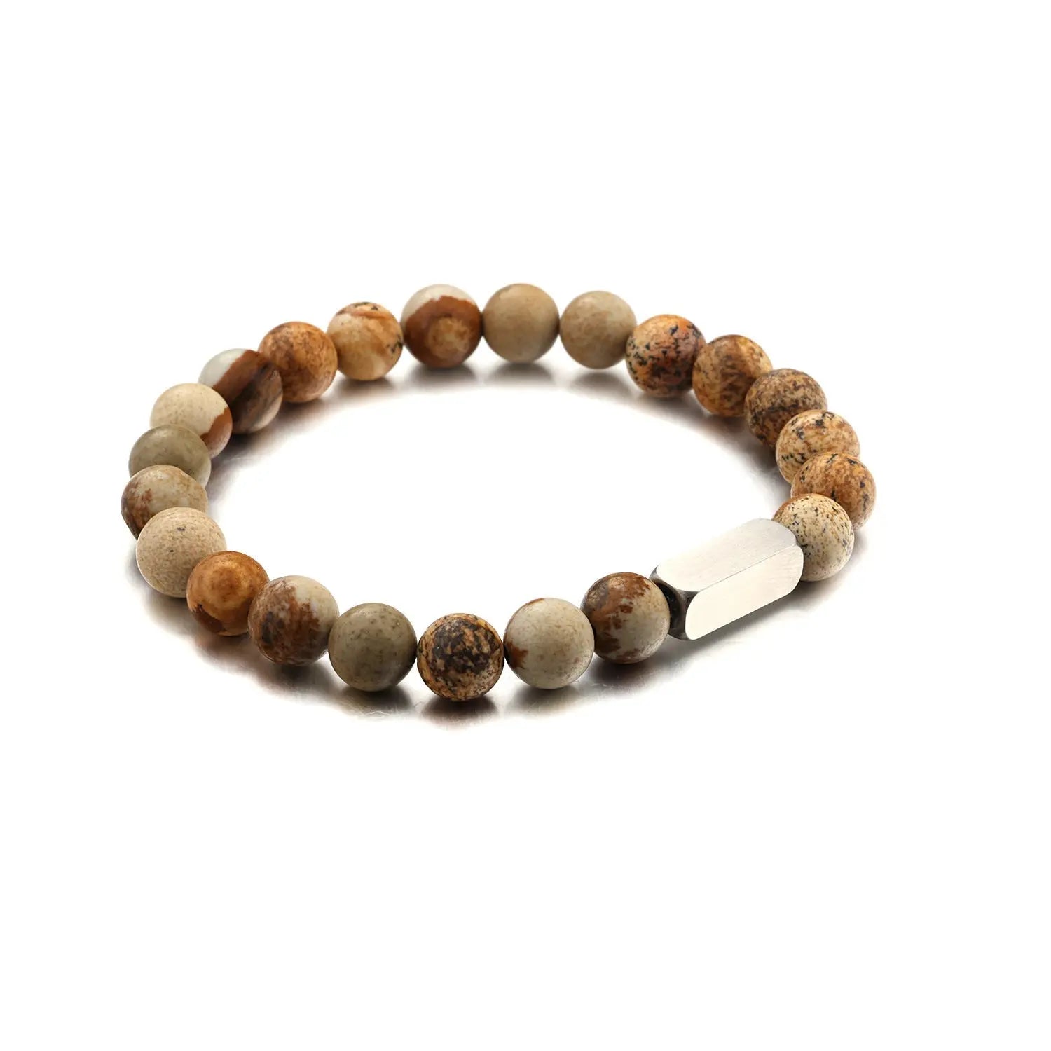 Stainless steel engraved beaded bracelet - Blade & Thread
