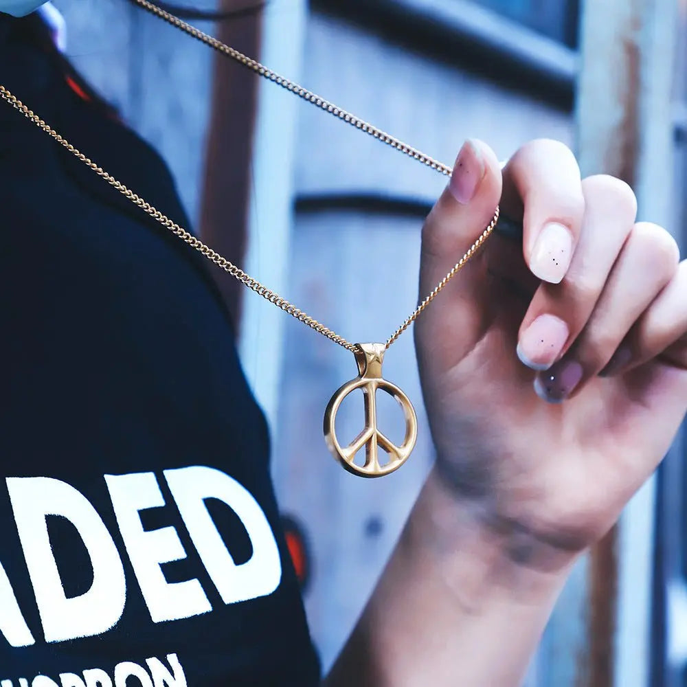 Stainless steel peace sign necklace - Blade & Thread